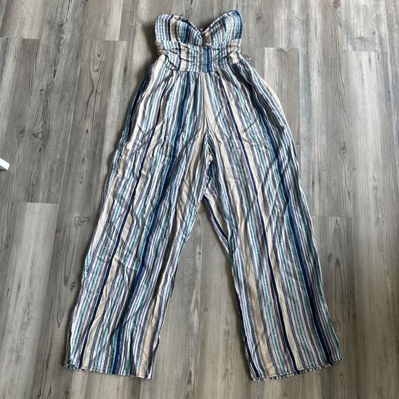 Band Of Gypsies Wide Leg Sweetheart Strapless Jumpsuit With Pockets Size Small - Picture 1 of 13